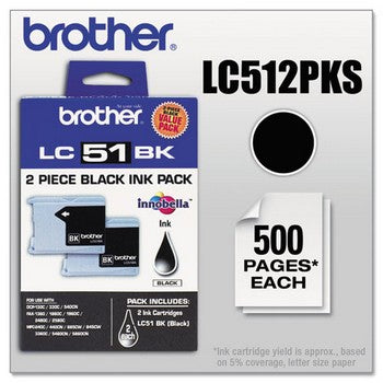 Brother LC-51 Black, Twin Pack Ink Cartridge