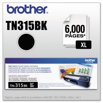 Brother TN 315BK Black Toner Cartridge, 6000 pages, High Yield
