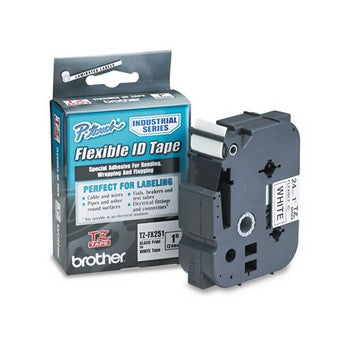 Brother TZE-FX251 Tape Cartridge, 1in x 26.2ft, Black on White