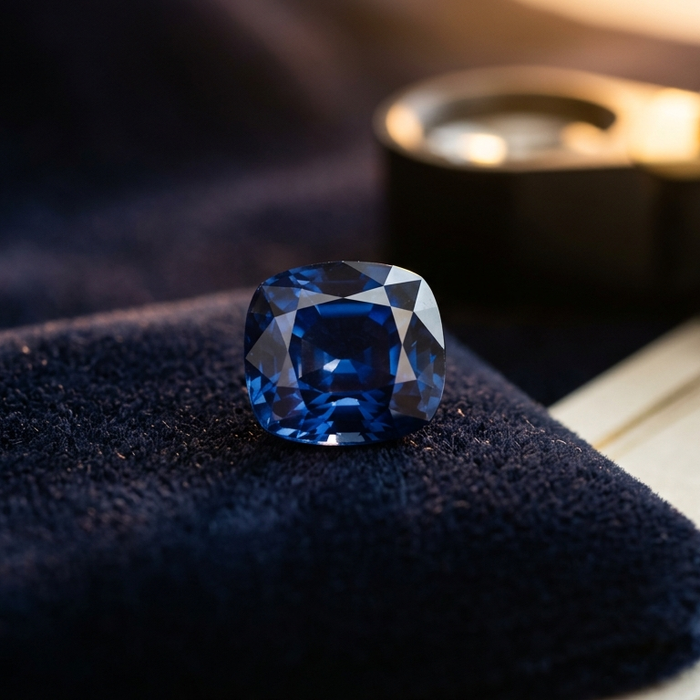 Natural untreated blue sapphire gemstone with gemological certificate — certified for Jyotish astrology