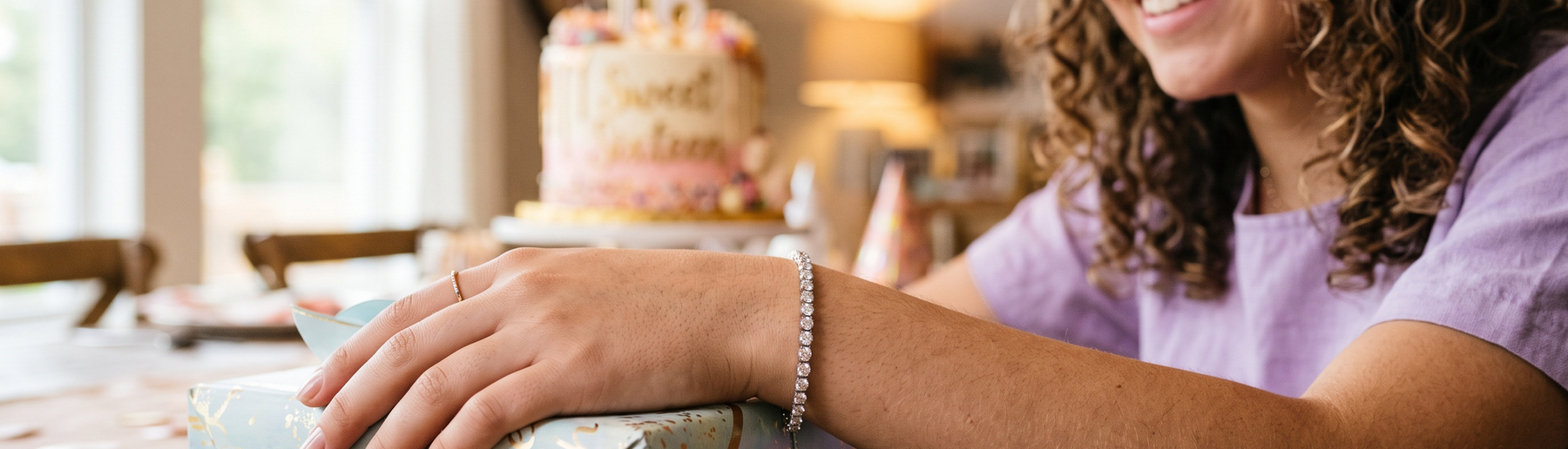 Lab-grown diamond tennis bracelet sweet 16 gift