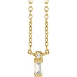 Ladies Natural Diamond Bar Necklace (Si2-Si3, G-H) — 14K Yellow Gold