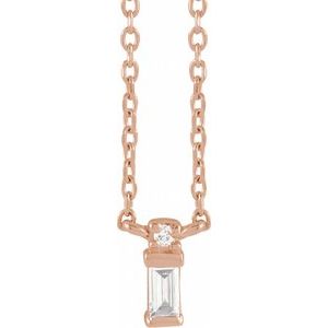 Ladies Natural Diamond Bar Necklace (Si2-Si3, G-H) — 14K Rose Gold