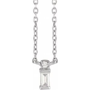 Ladies Natural Diamond Bar Necklace (Si2-Si3, G-H) — 14K White Gold