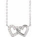 Ladies Natural Diamond Petite Double Interlocking Heart Necklace (I1, G-H) — Sterling Silver