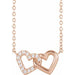 Ladies Natural Diamond Petite Double Interlocking Heart Necklace (I1, G-H) — 14K Rose Gold