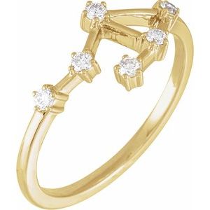 Ladies Natural Diamond Libra Constellation Ring (I1, H+) — 14K Yellow Gold