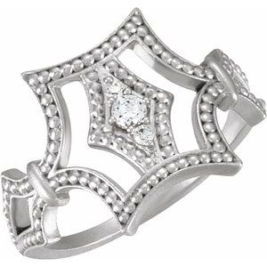 Ladies Diamond Granulated Ring — Sterling Silver