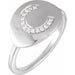 Ladies Natural Diamond Initial C Signet Ring (I1, H+) — 14K White Gold