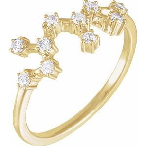 Ladies Natural Diamond Sagittarius Constellation Ring (I1, H+) — 14K Yellow Gold