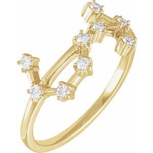 Ladies Natural Diamond Scorpio Constellation Ring (I1, H+) — 14K Yellow Gold