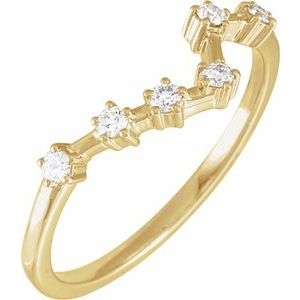 Ladies Natural Diamond Pisces Constellation Ring (I1, H+) — 14K Yellow Gold