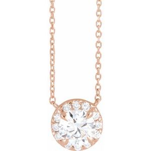 Lab-Grown Diamond French-Set Halo-Style Necklace or Center