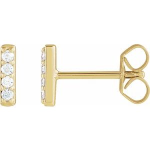 Ladies Natural Diamond Bar Earrings — 14K Yellow Gold