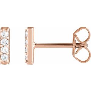 Ladies Natural Diamond Bar Earrings — 14K Rose Gold