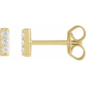 Ladies Natural Diamond Bar Earrings — 14K Yellow Gold