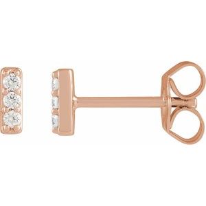 Ladies Natural Diamond Bar Earrings — 14K Rose Gold
