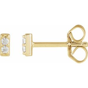 Ladies Natural Diamond Bar Earrings — 14K Yellow Gold