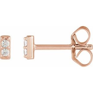 Ladies Natural Diamond Bar Earrings — 14K Rose Gold