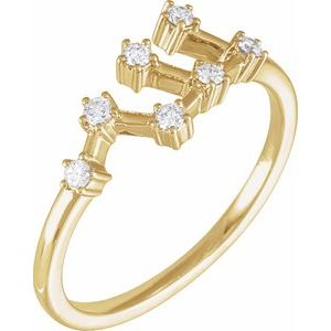 Ladies Natural Diamond Virgo Constellation Ring (I1, H+) — 14K Yellow Gold
