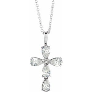 Ladies Natural Diamond Cross Necklace (Si2-Si3, Ghi) — 14K White Gold