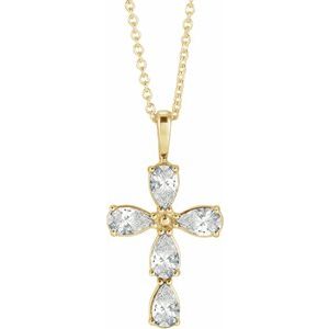 Ladies Natural Diamond Cross Necklace (Si2-Si3, Ghi) — 14K Yellow Gold
