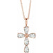 Ladies Natural Diamond Cross Necklace (Si2-Si3, Ghi) — 14K Rose Gold