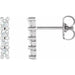 Ladies Rose-Cut Natural Diamond Bar Earrings — 14K White Gold