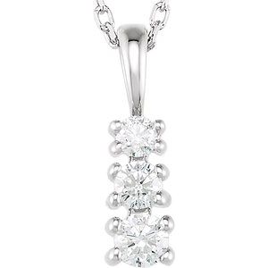 Ladies Natural Diamond Graduated Necklace (I1, G-H) — 14K White Gold