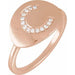 Ladies Natural Diamond Initial C Signet Ring (I1, H+) — 14K Rose Gold
