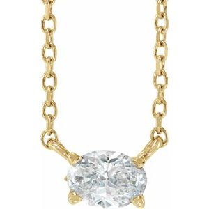 Ladies Natural Diamond Solitaire Necklace (I1, Ghi) — 14K Yellow Gold
