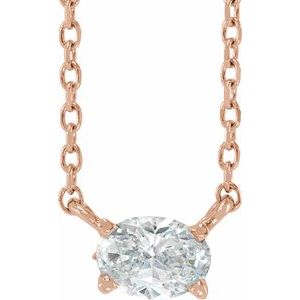 Ladies Natural Diamond Solitaire Necklace (I1, Ghi) — 14K Rose Gold