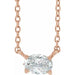 Ladies Natural Diamond Solitaire Necklace (I1, Ghi) — 14K Rose Gold