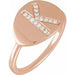 Ladies Natural Diamond Initial K Signet Ring (I1, H+) — 14K Rose Gold