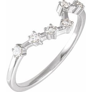 Ladies Natural Diamond Pisces Constellation Ring (I1, H+) — 14K White Gold