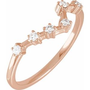 Ladies Natural Diamond Pisces Constellation Ring (I1, H+) — 14K Rose Gold