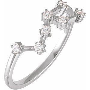 Ladies Natural Diamond Leo Constellation Ring (I1, H+) — 14K White Gold