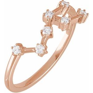 Ladies Natural Diamond Leo Constellation Ring (I1, H+) — 14K Rose Gold