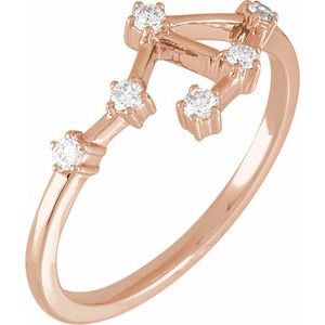 Ladies Natural Diamond Libra Constellation Ring (I1, H+) — 14K Rose Gold