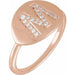 Ladies Natural Diamond Initial M Signet Ring (I1, H+) — 14K Rose Gold