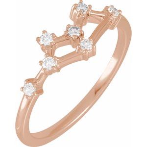 Ladies Natural Diamond Gemini Constellation Ring (I1, H+) — 14K Rose Gold