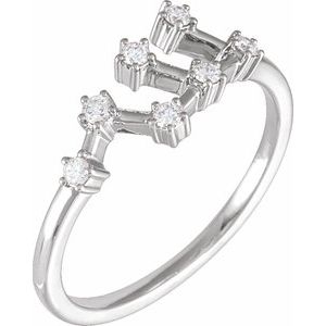 Ladies Natural Diamond Virgo Constellation Ring (I1, H+) — 14K White Gold