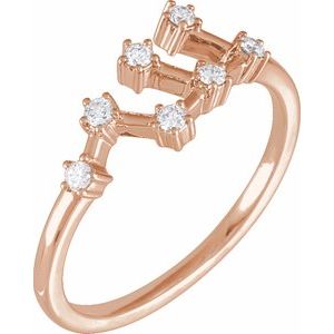 Ladies Natural Diamond Virgo Constellation Ring (I1, H+) — 14K Rose Gold