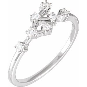Ladies Natural Diamond Cancer Constellation Ring (I1, H+) — 14K White Gold