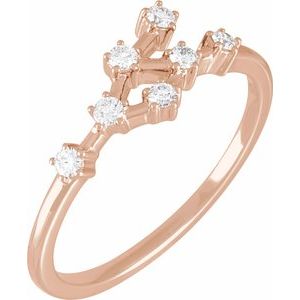 Ladies Natural Diamond Cancer Constellation Ring (I1, H+) — 14K Rose Gold