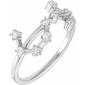 Ladies Natural Diamond Scorpio Constellation Ring (I1, H+) — 14K White Gold