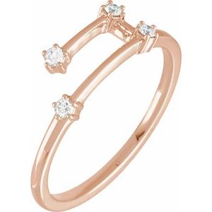 Ladies Natural Diamond Aries Constellation Ring (I1, H+) — 14K Rose Gold