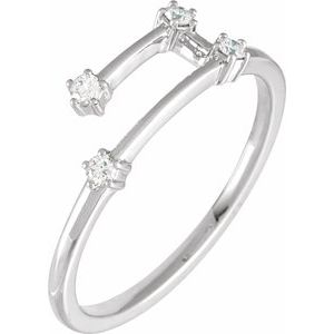 Ladies Natural Diamond Aries Constellation Ring (I1, H+) — 14K White Gold