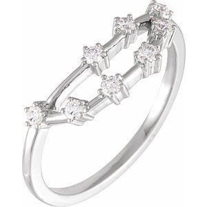 Ladies Natural Diamond Capricorn Constellation Ring (I1, H+) — 14K White Gold