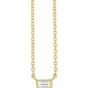 Ladies Natural Diamond Solitaire Necklace (I1, G-H) — 14K Yellow Gold